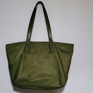 Marc Jacobs Nylon Zip Top Shopper Tote Bag Forrest Green Silver Hardware Travel